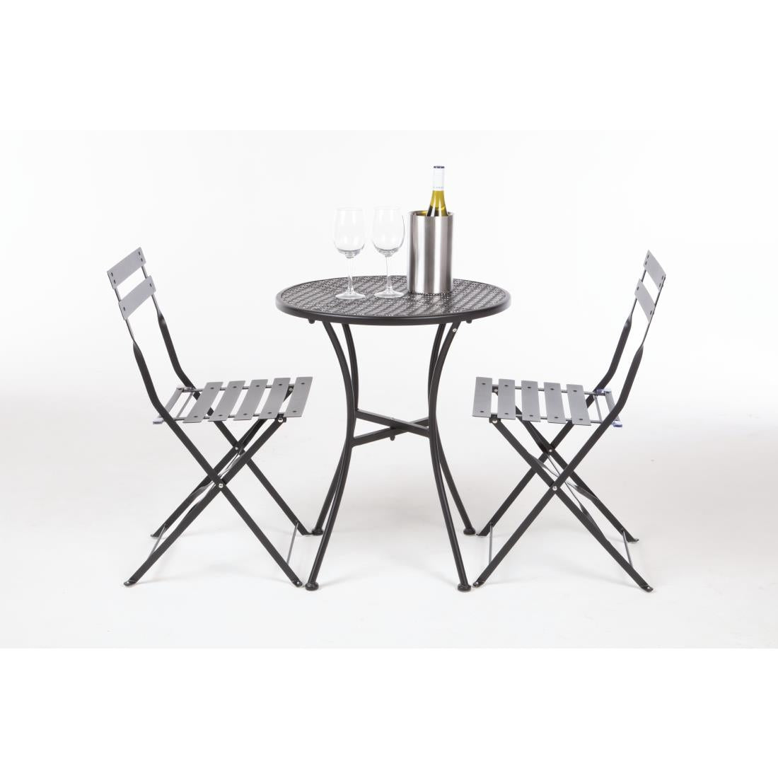 Table bistro ronde en acier ajouré Bolero noire 600mm — GG705