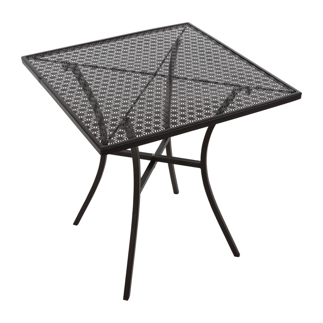 Table bistro carrée en acier ajouré Bolero noire 700mm — GG706