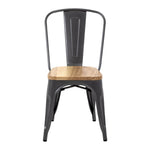 Chaises en acier avec assise en bois Bolero Bistro gris métallisé (lot de 4) — GG708