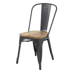 Chaises en acier avec assise en bois Bolero Bistro gris métallisé (lot de 4) — GG708