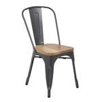 Chaises en acier avec assise en bois Bolero Bistro gris métallisé (lot de 4) — GG708