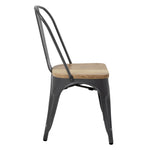Chaises en acier avec assise en bois Bolero Bistro gris métallisé (lot de 4) — GG708