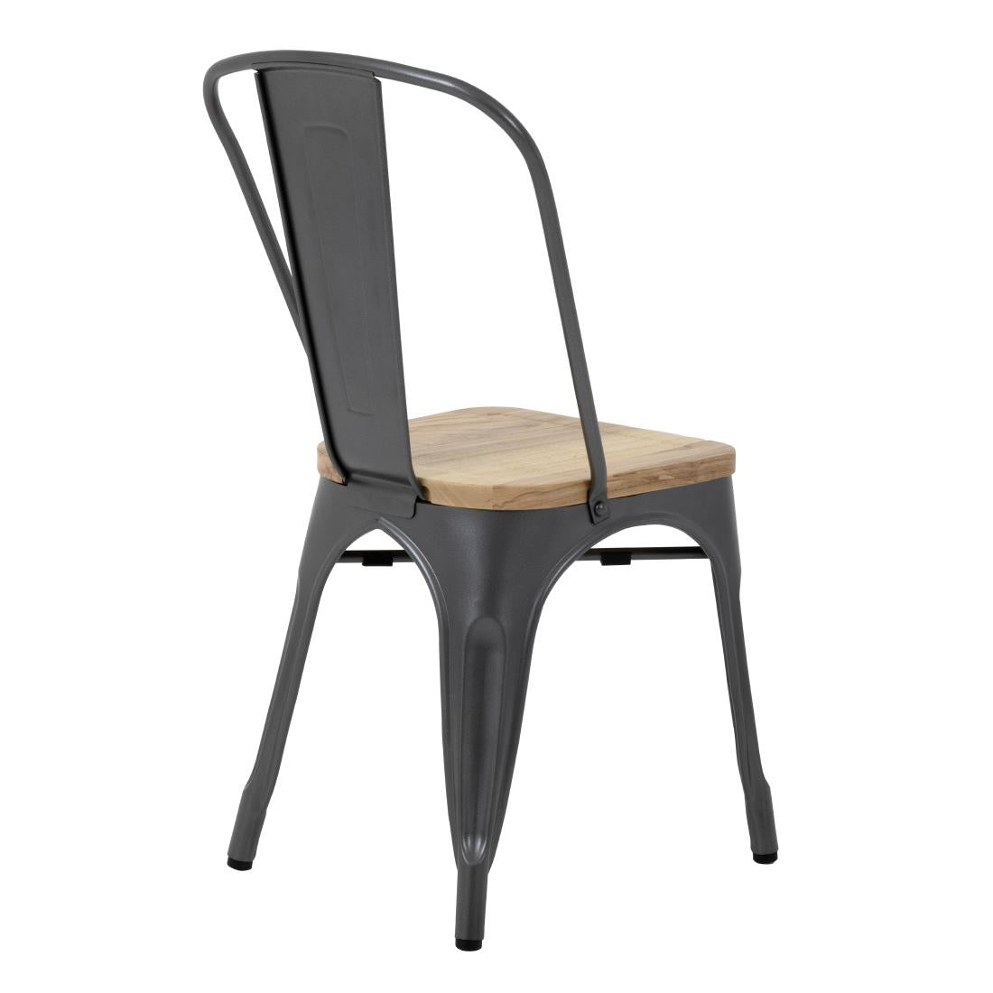 Chaises en acier avec assise en bois Bolero Bistro gris métallisé (lot de 4) — GG708