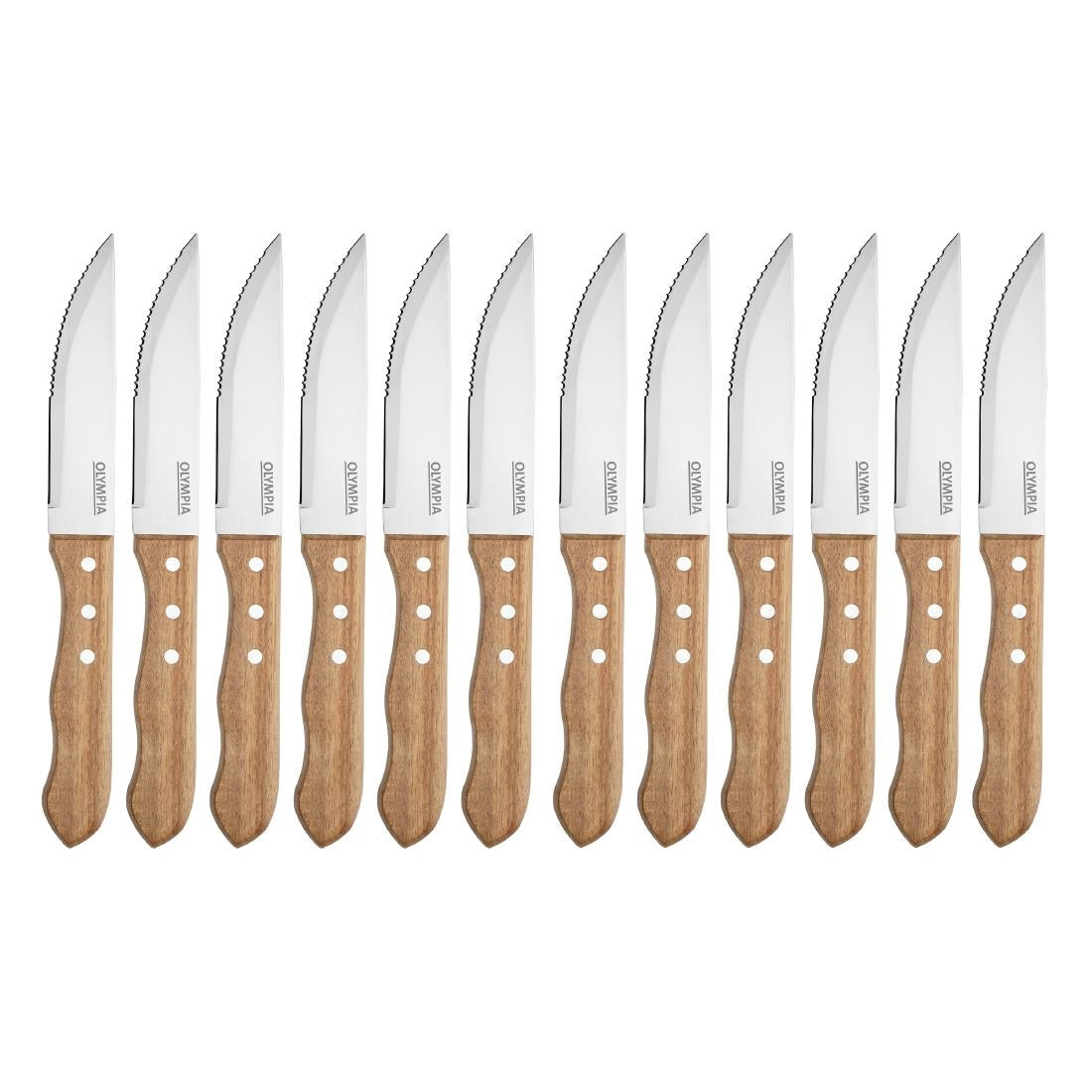 Couteaux à steak manche bois d'acacia 100% FSC Olympia Jumbo 122mm (lot de 12) — GG819