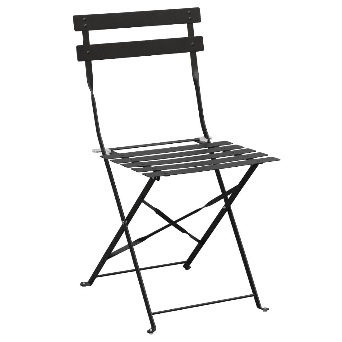 Chaises de terrasse pliantes en acier Bolero Perth noires (lot de 2) — GH553