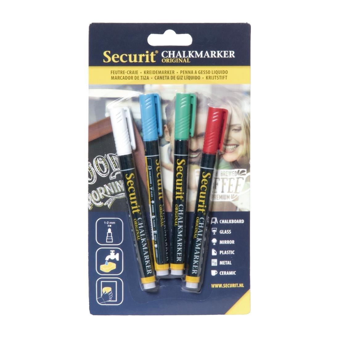 Assortiment de feutres craie liquide 2mm Securit (lot de 4) — GJ550