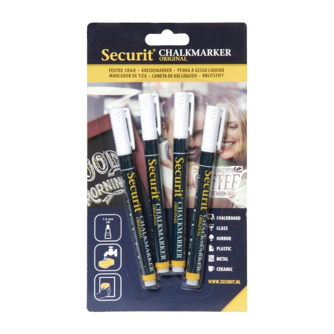 Feutres craie liquide blancs 2mm Securit (lot de 4) — GJ551