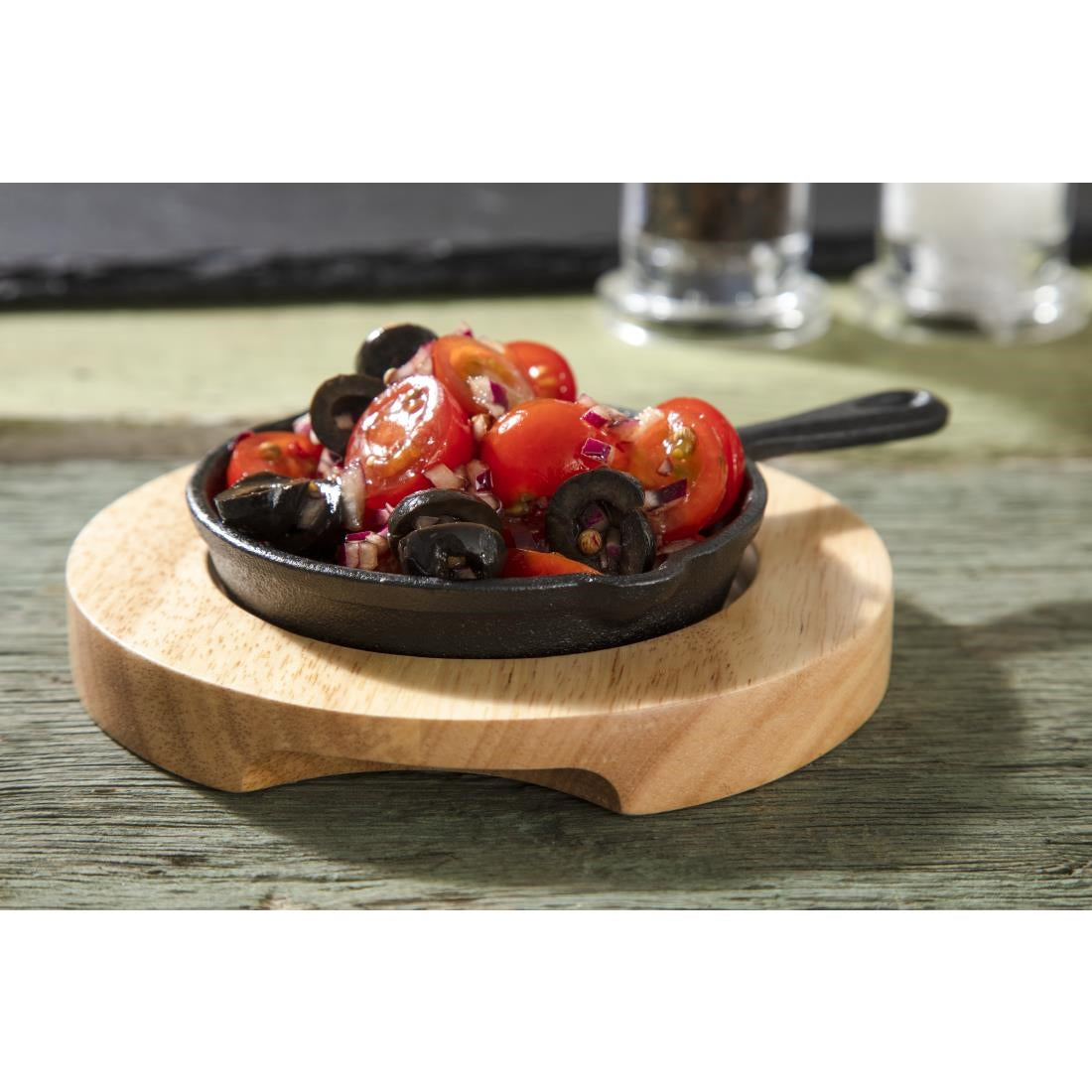 Support en bois clair pour mini cocotte Y259 et mini poêle GJ553 Olympia — GJ552