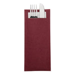 Pochettes à couverts bordeaux avec serviette blanche Europochette (lot de 500) — CK234