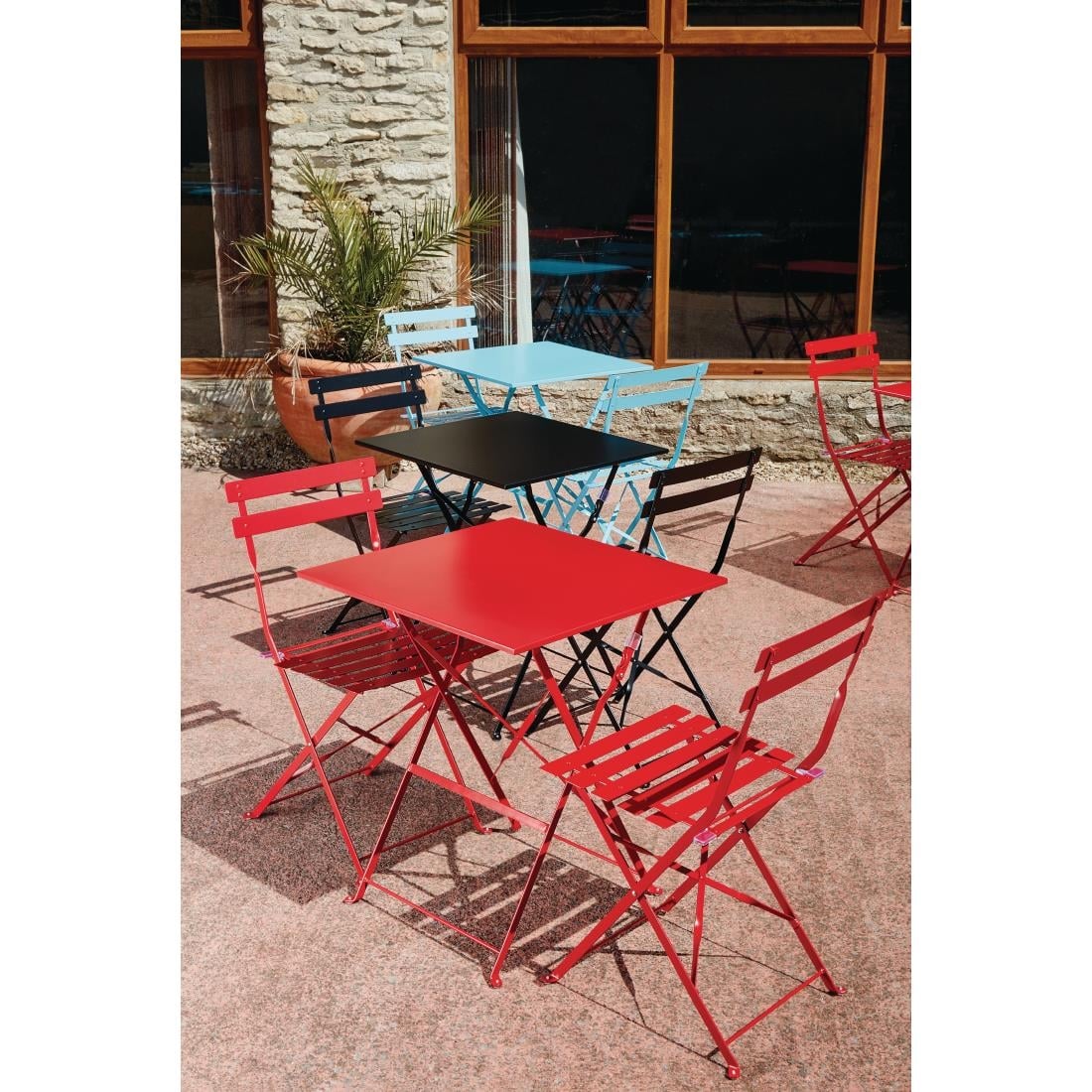 Chaises de terrasse en acier Bolero rouges (lot de 2) — GH555