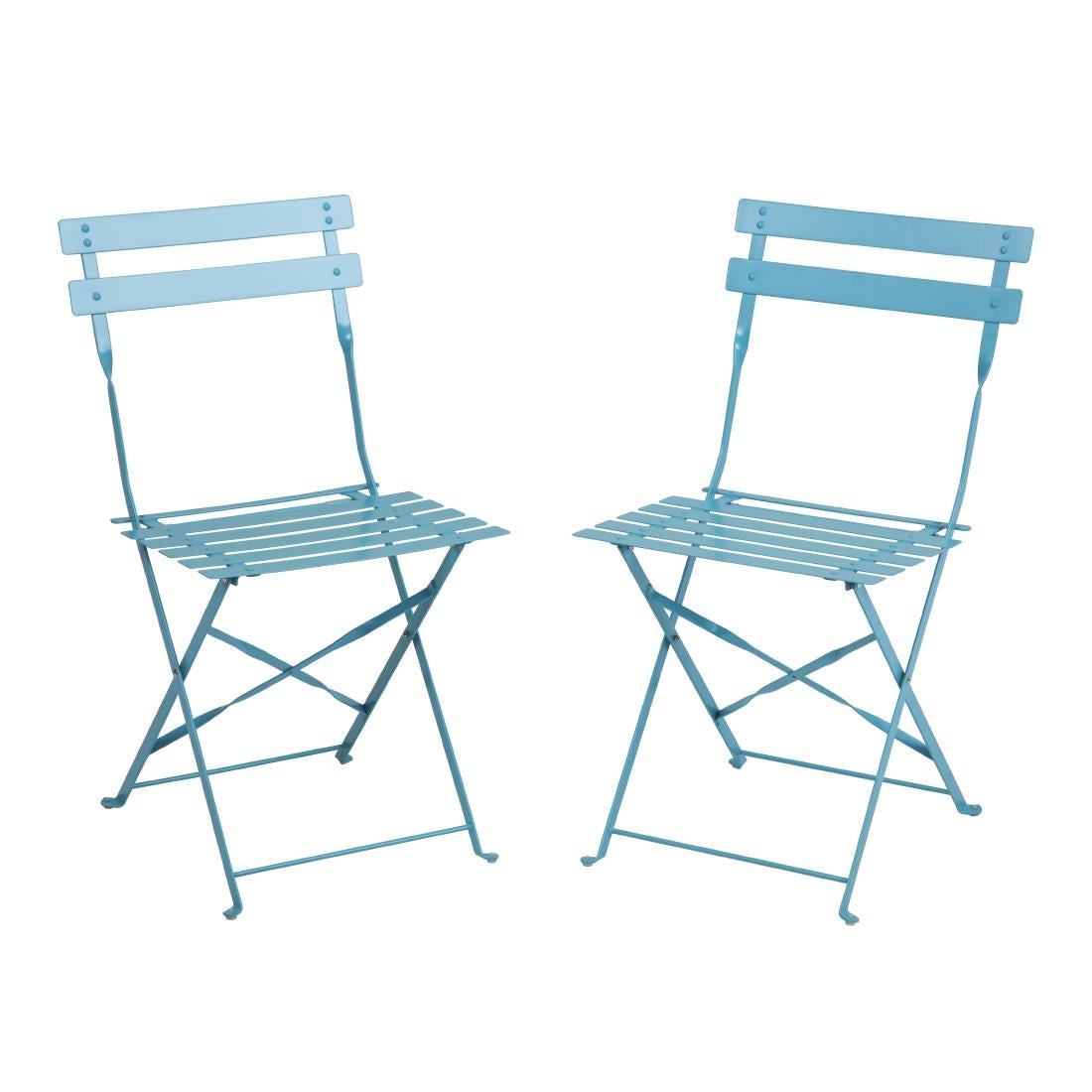 Chaises de terrasse pliantes en acier Bolero bleu turquoise (lot de 2) — GK982