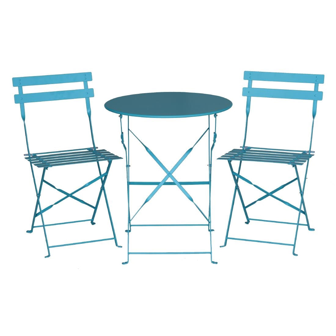 Chaises de terrasse pliantes en acier Bolero bleu turquoise (lot de 2) — GK982