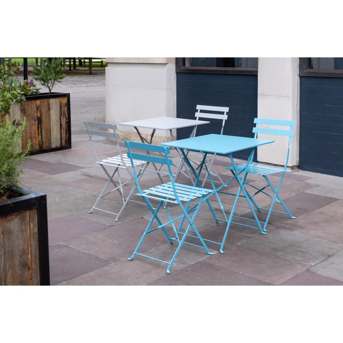 Chaise de terrasse pliantes en acier gris Bolero (lot de 2) — GH551