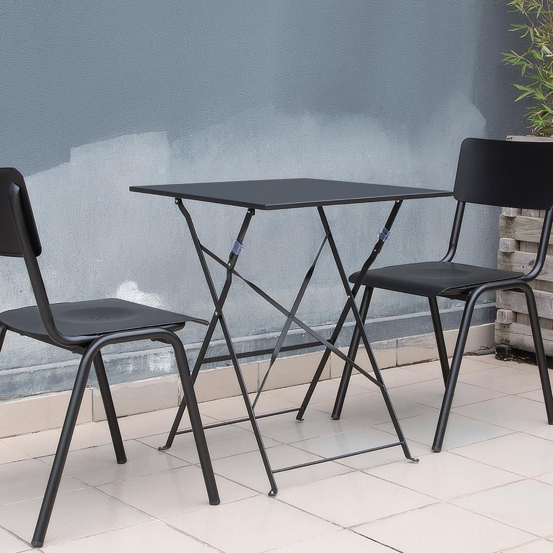 Table de terrasse carrée en acier Bolero noire 600mm — GK989