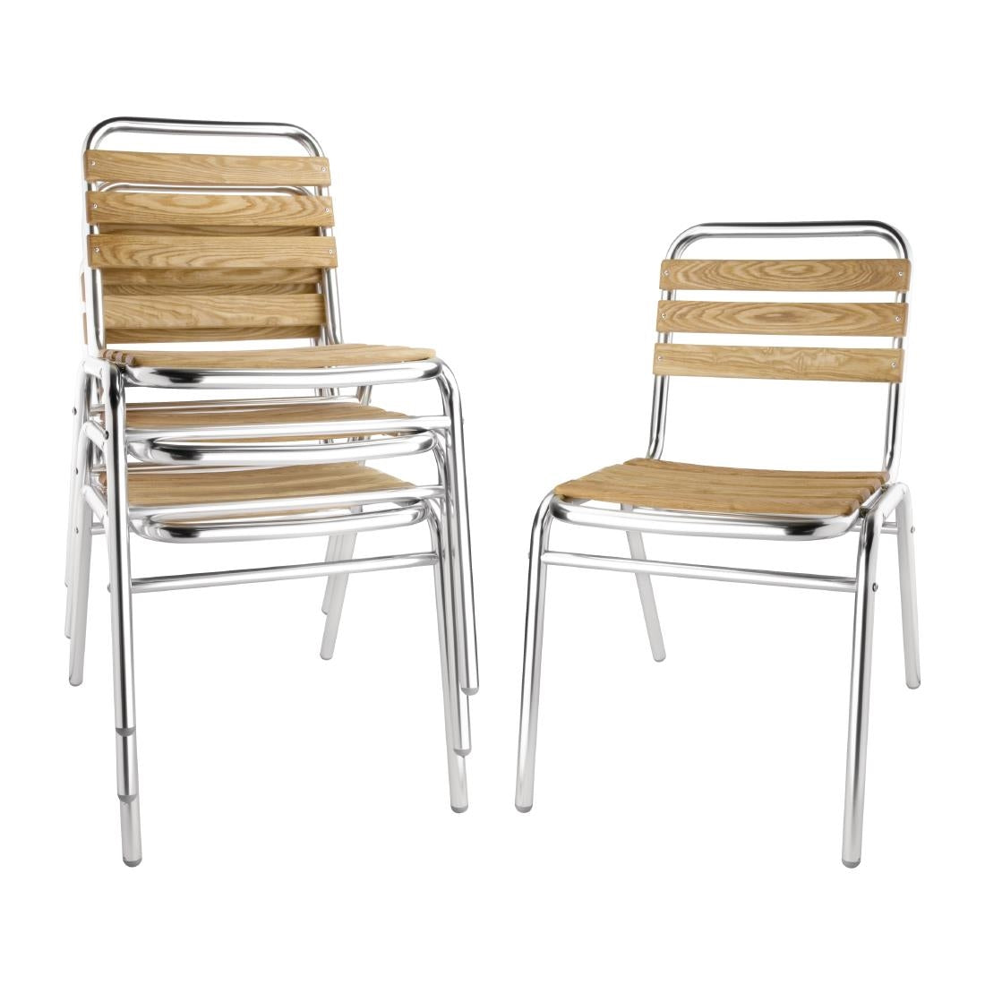 Chaises bistro frêne et aluminium Bolero (lot de 4) — GK997