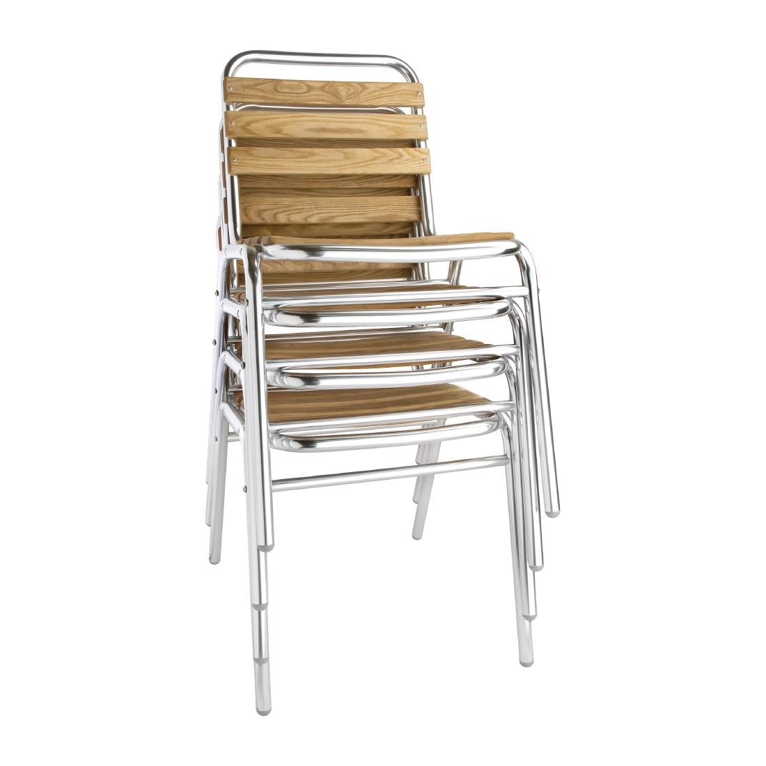 Chaises bistro frêne et aluminium Bolero (lot de 4) — GK997