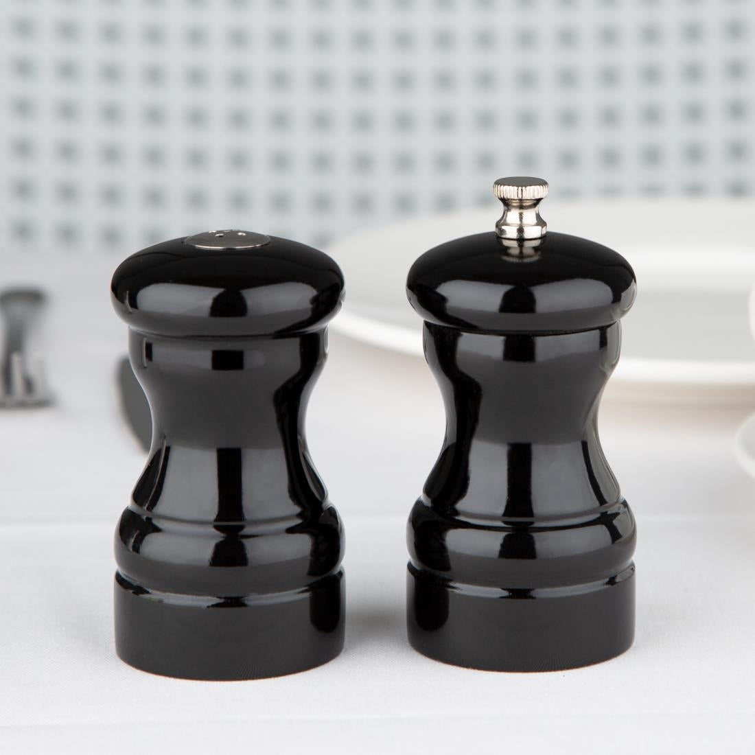 Ensemble sel et poivre en bois Olympia noir — GL087