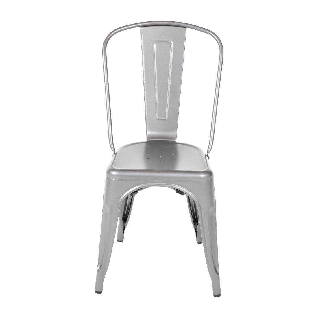 Chaises en acier gris métallisé Bolero Bistro (lot de 4) — GL329