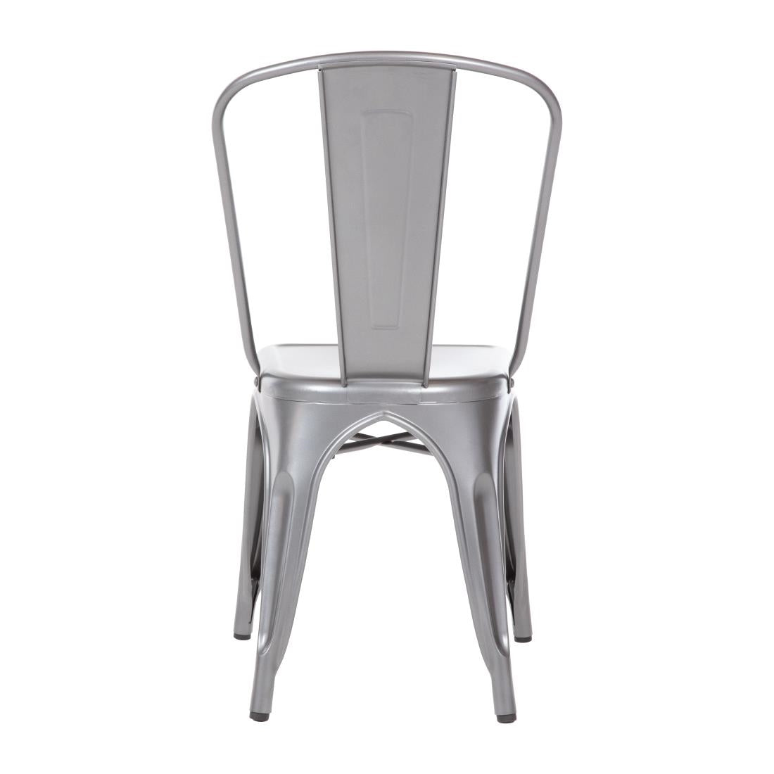 Chaises en acier gris métallisé Bolero Bistro (lot de 4) — GL329