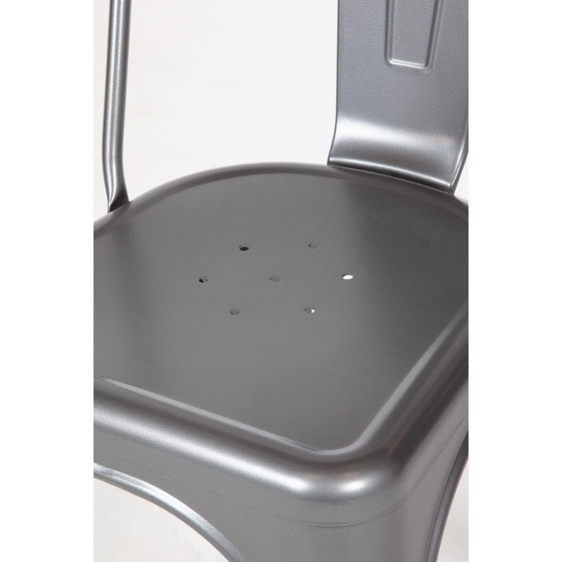 Chaises en acier gris métallisé Bolero Bistro (lot de 4) — GL329