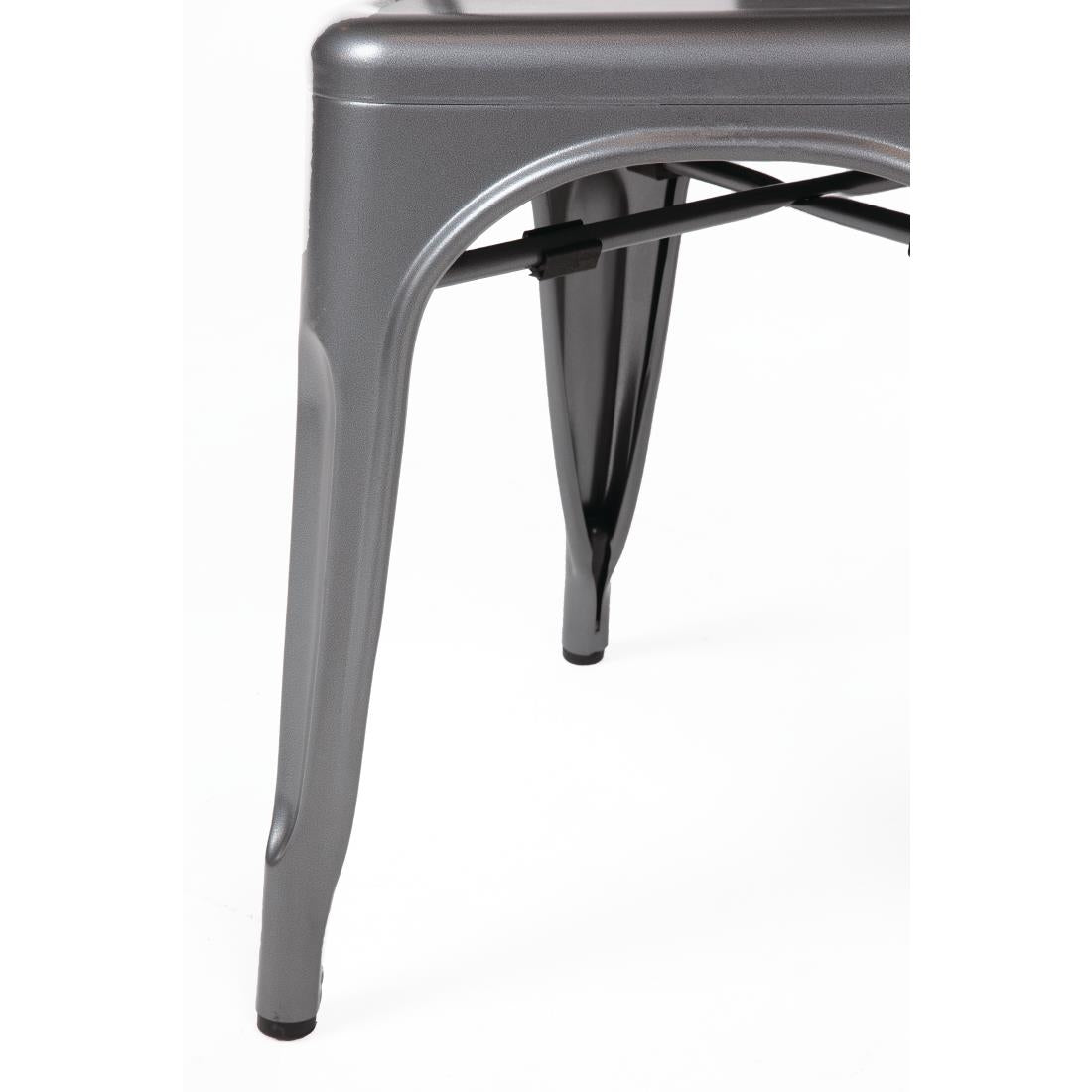 Chaises en acier gris métallisé Bolero Bistro (lot de 4) — GL329