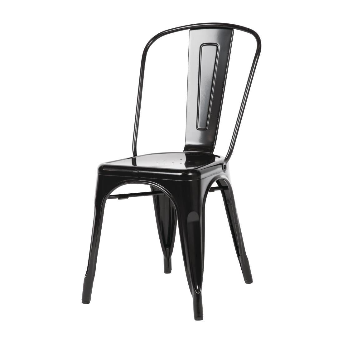 Chaises en acier noir Bolero Bistro (lot de 4) — GL331