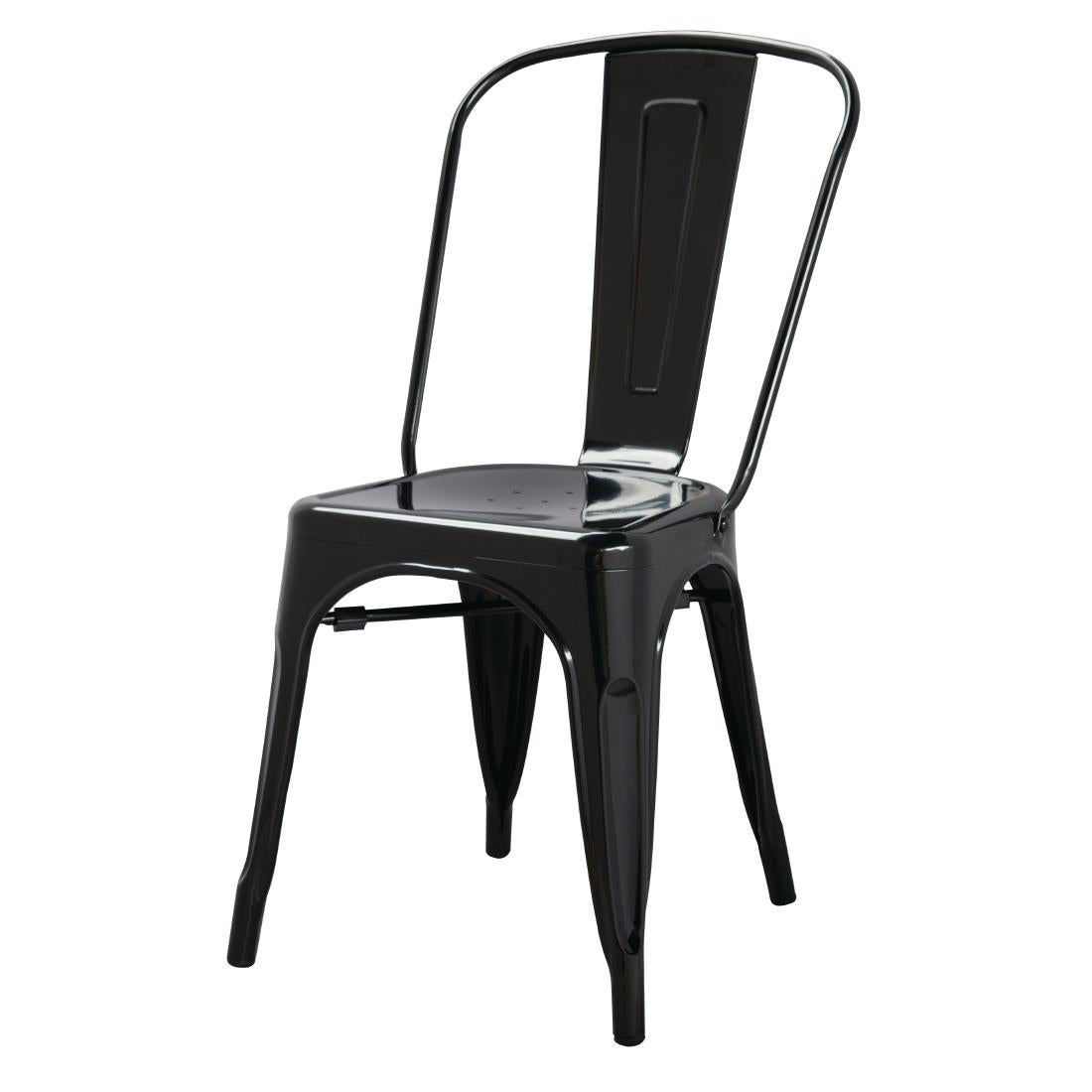 Chaises en acier noir Bolero Bistro (lot de 4) — GL331