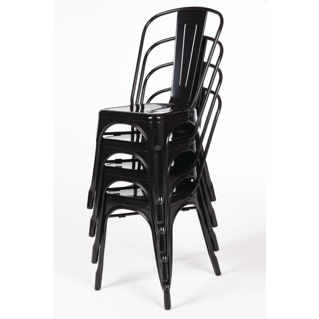 Chaises en acier noir Bolero Bistro (lot de 4) — GL331