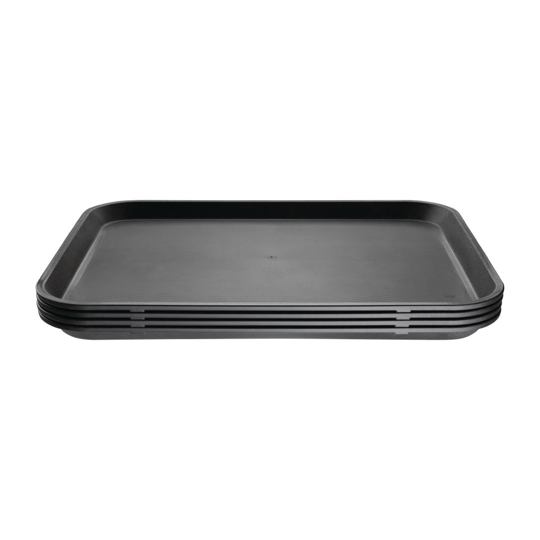 Plateau antidérapant rectangulaire en PP Olympia Kristallon noir 410 x 305mm — GM238