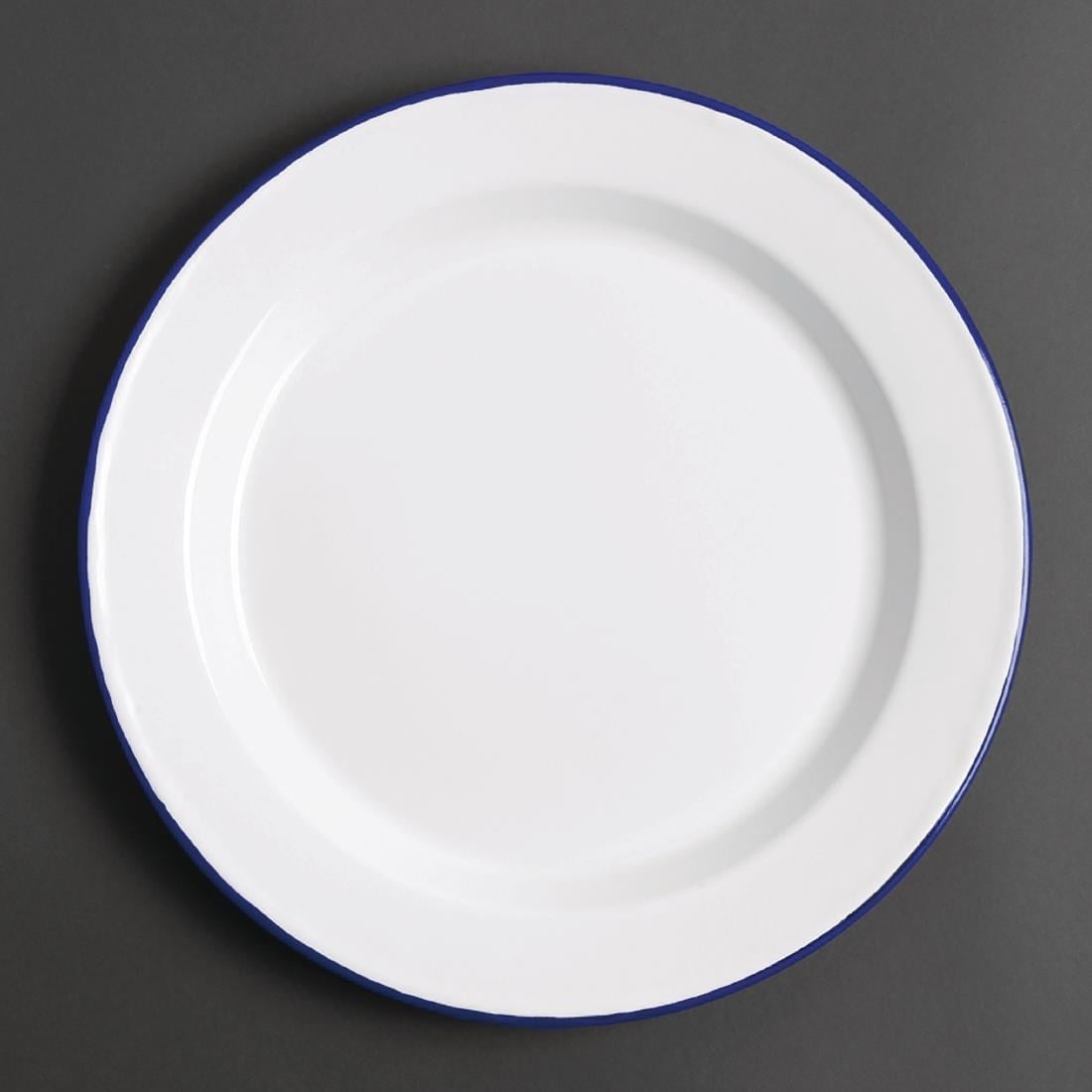 Assiettes plates en acier émaillé Olympia 245mm (lot de 6) — GM512