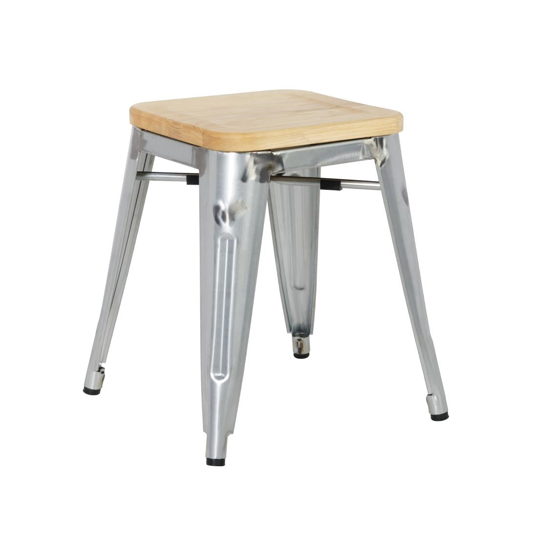 Tabourets bistro bas en acier avec assise en bois Bolero (lot de 4) — GM634