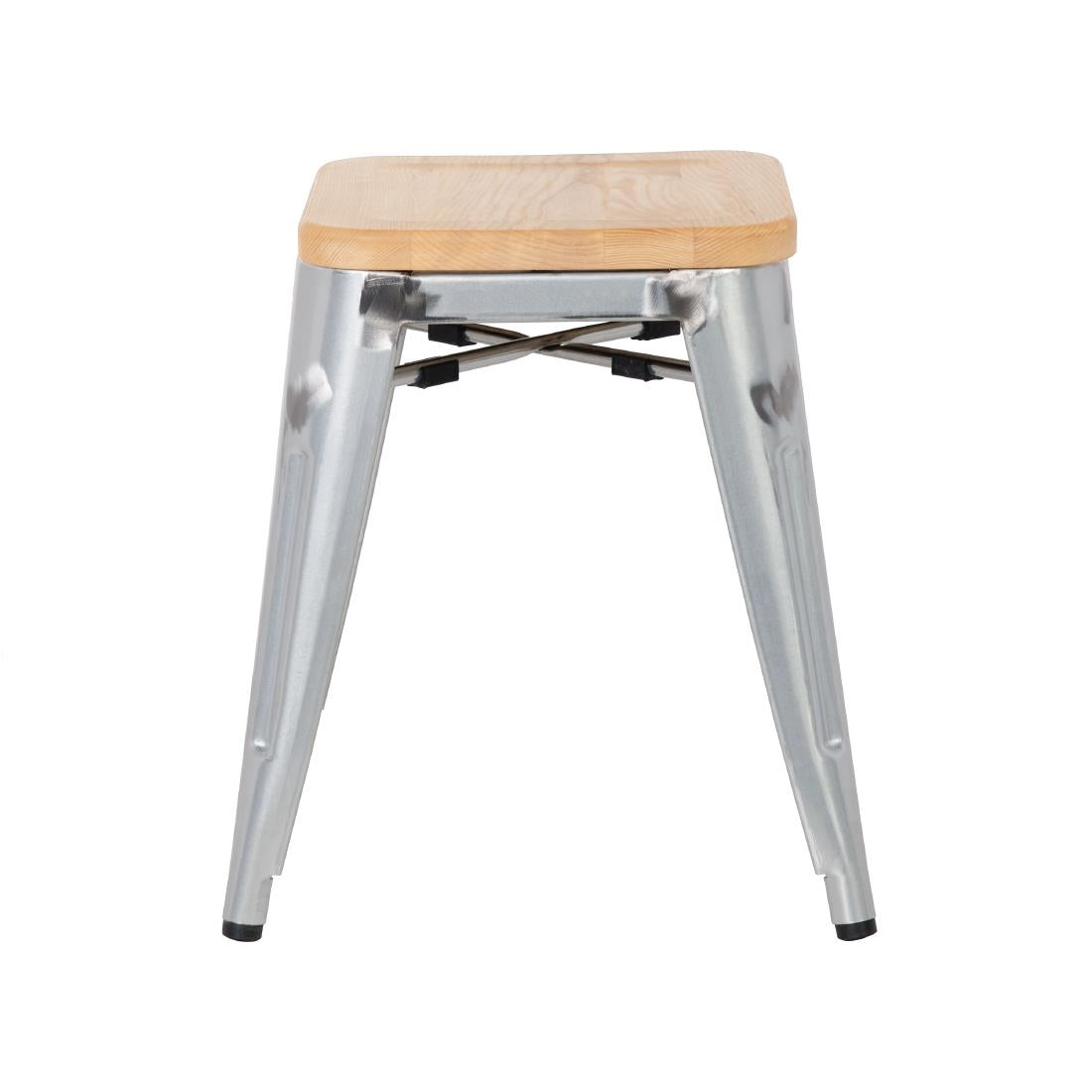 Tabourets bistro bas en acier avec assise en bois Bolero (lot de 4) — GM634