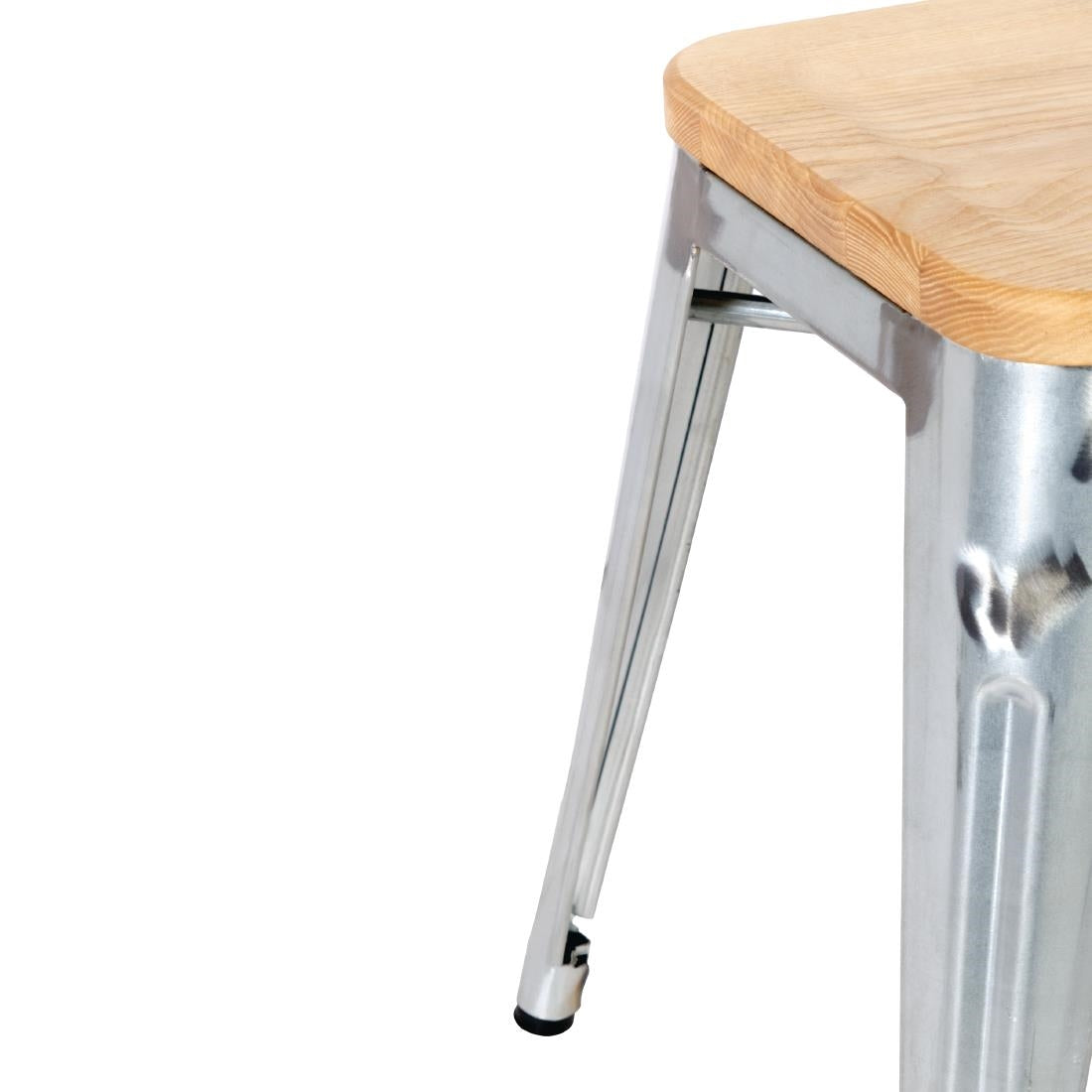 Tabourets bistro bas en acier avec assise en bois Bolero (lot de 4) — GM634