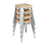 Tabourets bistro bas en acier avec assise en bois Bolero (lot de 4) — GM634