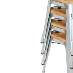 Tabourets bistro bas en acier avec assise en bois Bolero (lot de 4) — GM634
