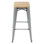 Tabourets hauts en acier galvanisé avec assise en bois Bolero Bistro (lot de 4) — GM638