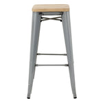 Tabourets hauts en acier galvanisé avec assise en bois Bolero Bistro (lot de 4) — GM638