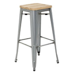 Tabourets hauts en acier galvanisé avec assise en bois Bolero Bistro (lot de 4) — GM638