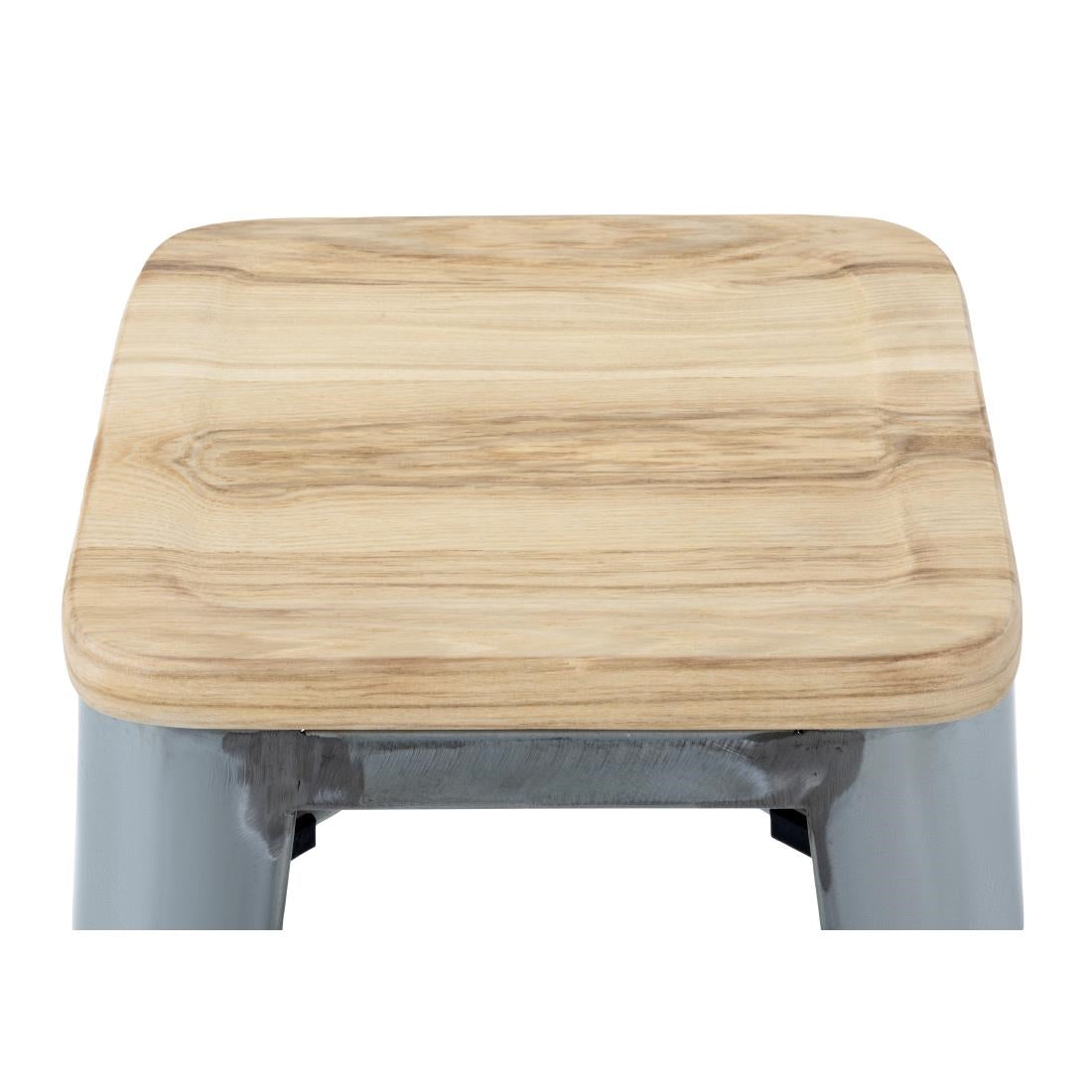 Tabourets hauts en acier galvanisé avec assise en bois Bolero Bistro (lot de 4) — GM638