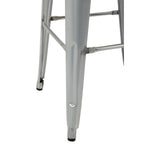 Tabourets hauts en acier galvanisé avec assise en bois Bolero Bistro (lot de 4) — GM638