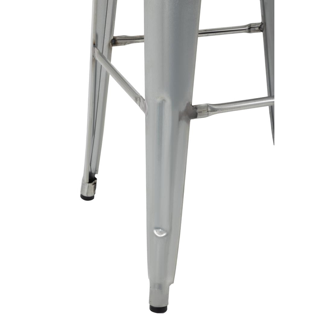 Tabourets hauts en acier galvanisé avec assise en bois Bolero Bistro (lot de 4) — GM638