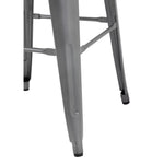 Tabouret bistro haut en acier gris avec assise en bois Bolero (lot de 4) — GM639