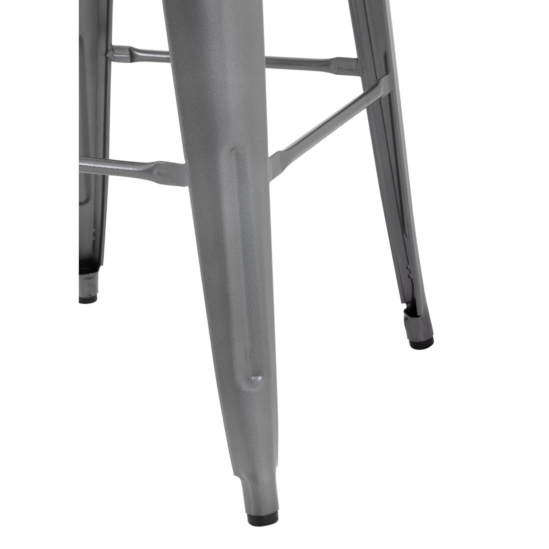 Tabouret bistro haut en acier gris avec assise en bois Bolero (lot de 4) — GM639