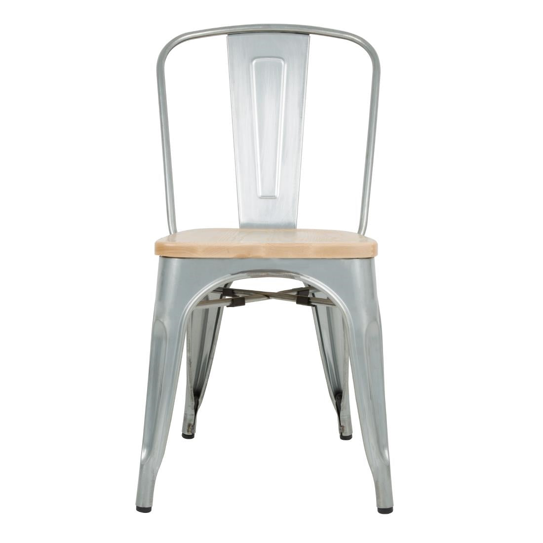 Chaises en acier avec assise en bois Bolero (lot de 4) — GM642