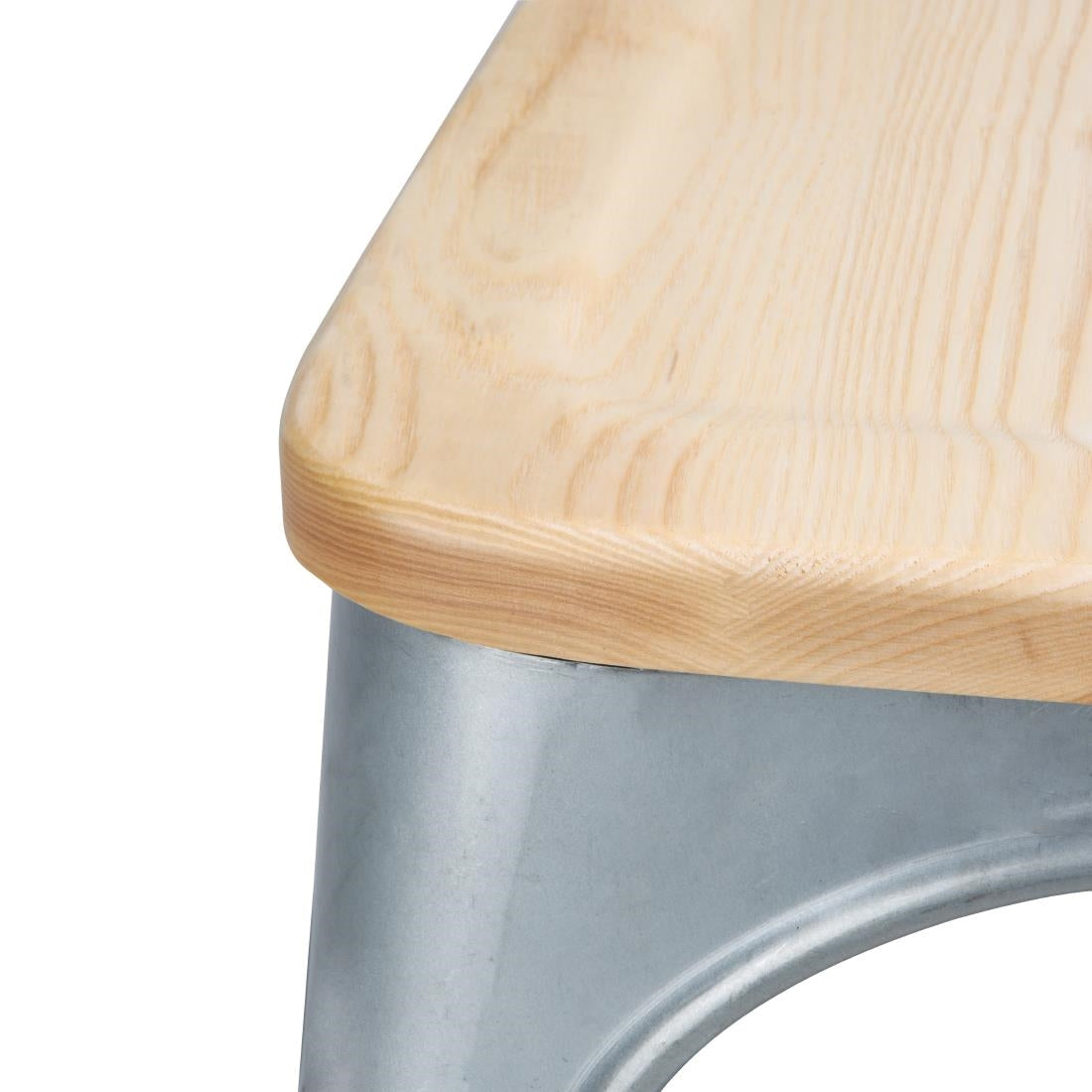 Chaises en acier avec assise en bois Bolero (lot de 4) — GM642