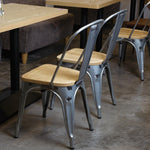 Chaises en acier avec assise en bois Bolero (lot de 4) — GM642