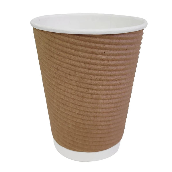 Gobelets boissons chaudes kraft paroi isolante ondulée Fiesta Recyclable 340ml (lot de 25)
