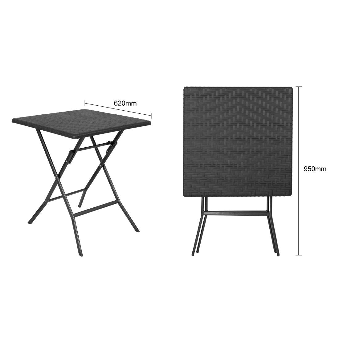 Table pliante carrée Bolero noire 620mm — GR772