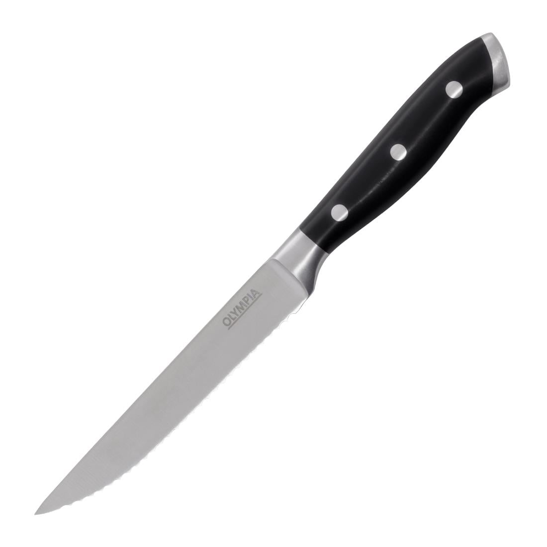 Couteaux à steak rivetés Olympia Premium avec manches en ABS noir (lot de 6) — GR919