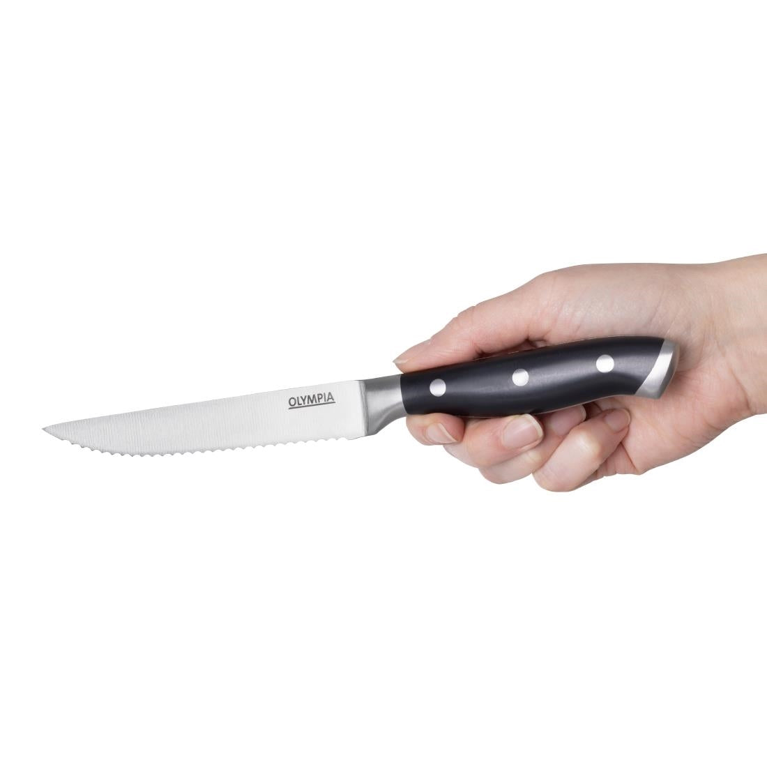 Couteaux à steak rivetés Olympia Premium avec manches en ABS noir (lot de 6) — GR919